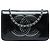 Wallet On Chain Portafoglio con catena Chanel Black CC in vernice con strass Nero