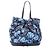 2way Tote Bag Louis Vuitton NoeFurrure MM Cut Flower Gran Bleu Nylon und Leder Blau