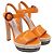 Sandali con platform Prada in vernice arancione - vista 3