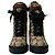 Gucci GG Shearling Wollknöchelstiefel Schwarz Mehrfarben Beige - Ansicht 3