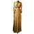 Autre Marque Langes Plissee-Kleid in Gold mit geflochtenem Gürtel Golden
