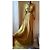 Autre Marque Langes Plissee-Kleid in Gold mit geflochtenem Gürtel Golden - Ansicht 10