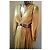 Autre Marque Langes Plissee-Kleid in Gold mit geflochtenem Gürtel Golden - Ansicht 3