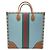 Borsa Tote Web GG media da donna Gucci Blu Beige - vista 2