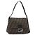 FENDI Zucca Canvas Mamma Baguette Shoulder Bag Black Brown Auth BA13733V Marrone Nero