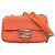 Sac Baguette Fendi en toile et cuir avec chaîne midi et double bandoulière Orange