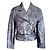Versus Versace Leder Bikerjacke Metallic Silber Taupe IT 42 Braun Golden Bronze