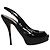Gucci Décolleté Slingback Peep-Toe in Vernice Nera Nero