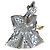 Autre Marque The Coat One-Shoulder-Top mit Blumenprint und Federn Weiß Mehrfarben Grau