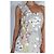 Autre Marque The Coat One-Shoulder-Top mit Blumenprint und Federn Weiß Mehrfarben Grau - Ansicht 4
