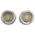 Hermès Sellier Clou de Selle Earrings Gold and Silver Silvery Golden  - view 1