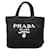 Borsa Tote Prada Crochet Triangle Logo Plate Nero