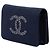 Wallet On Chain Portafoglio con catena in tela decorato con cristalli Chanel Blue Paris Shanghai Blu navy - vista 2