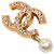 Spilla Chanel Gold CC placcata oro con strass e perle finte D'oro