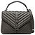 Bolsa Satchel Saint Laurent Chevron em pele de carneiro cinza Medium com monograma Marrom Cinza antracite