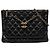 Chanel Black CC trapuntato in agnello con doppia zip a tracolla Nero