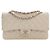 Chanel White Medium Classic Caviar Double Flap Bianco Crudo
