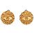 Chanel Gold CC Gold Plated Round Clip On Earrings Golden