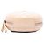 Borsa a tracolla rotonda Chanel in pelle di vitello beige con cuciture, logo, strass e catena di perle - vista 3