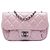 Chanel Mini Flap Coco Pleats en piel de becerro metalizada acolchada rosa con cadena