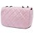 Chanel Mini Flap Coco Pleats en piel de becerro metalizada acolchada rosa con cadena - vista 2