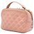 Vanity Beauty case Chanel CC trapuntato in pelle di vitello rosa, piccolo, con manico e catena - vista 2