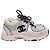 Sneakers basse Chanel CC in scamosciato grigio e mesh