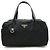 Borsa in nylon e pelle verniciata con logo Triangle Prada Nero