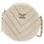 Clutch rotondo Chanel con catena Chevron in shearling mini Bianco