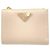 Prada Leather Triangle Logo Bi-fold Wallet Beige