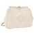 CHANEL Bolso Cinturón con Cadena de Piel de Cordero Blanco Oro CC Auth 189310A Dorado