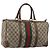 Bolsa de mão GUCCI GG Supreme Web Sherry Line PVC Bege Ouro Auth 187823 Dourado