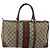 Bolsa de mão GUCCI GG Supreme Web Sherry Line PVC Bege Ouro Auth 187823 Dourado - vista 2