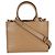 Mini tote Prada in pelle di vitello morbida beige scuro Triangolo Symbole Marrone - vista 2