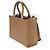 Mini tote Prada in pelle di vitello morbida beige scuro Triangolo Symbole Marrone - vista 3