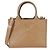 Mini tote Prada in pelle di vitello morbida beige scuro Triangolo Symbole Marrone - vista 8