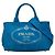 Borsa a mano in canapa con logo triangolo Prada Blu