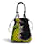 Prada 1BC072 Triangle Logo Leder Mesh Tote Bag Schwarz Gelb