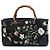Bamboo Borsa shopper Gucci Flora Knight in tela nera, media, con manici in bambù