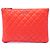 Clutch Chanel Orange Medium Quilted Lambskin O Case Arancione