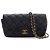 Astuccio per occhiali Chanel Black CC Quilted Caviar con catena Nero