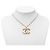 Collana con pendente trapuntato Chanel Gold CC placcato oro e strass D'oro - vista 5