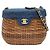 Borsa a tracolla in paglia e denim da donna Chanel Marrone Blu