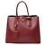 Prada Triangle Logo Plate Saffiano Double Medium Tote Bag Rot Bordeaux