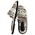 Sandali Chanel CC in Tweed Nero e Bianco D'oro - vista 7