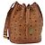Borsa a Spalla MCM Vicetos Logogram PVC Marrone Oro Auth 190567 D'oro