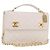 CHANEL Borsa a Catena Matelassé Double Turn Lock in Pelle di Agnello Bianca CC Auth 190079SAV Bianco D'oro