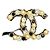 Chanel Spilla CC A20K Cristalli e Perle Nero Bianco D'oro Gold hardware