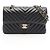 Borsa a tracolla Chanel Chevron V-stitch Double Flap Nero