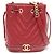 Borsa a secchiello Chanel Chevron V-Stitch con coulisse Rosso